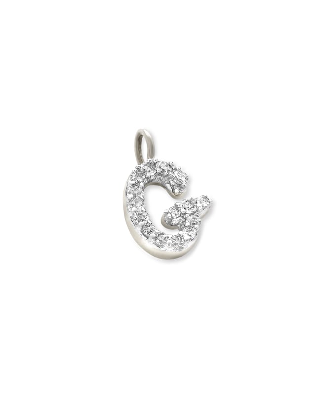 14k White Gold Letter G Charm in White Diamond image number 1.0