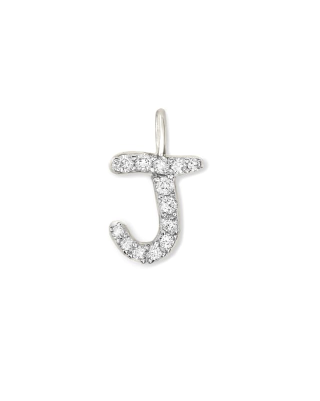 14k White Gold Letter J Charm in White Diamond image number 0.0