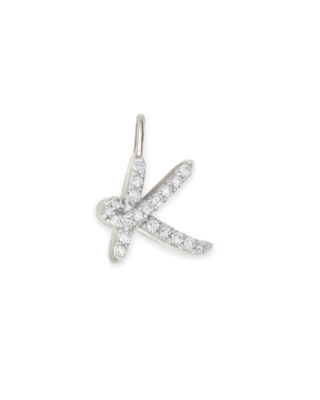 14k White Gold Letter K Charm in White Diamond image number 0.0