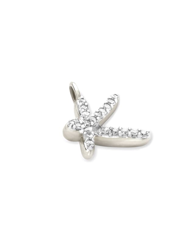 14k White Gold Letter K Charm in White Diamond image number 1.0