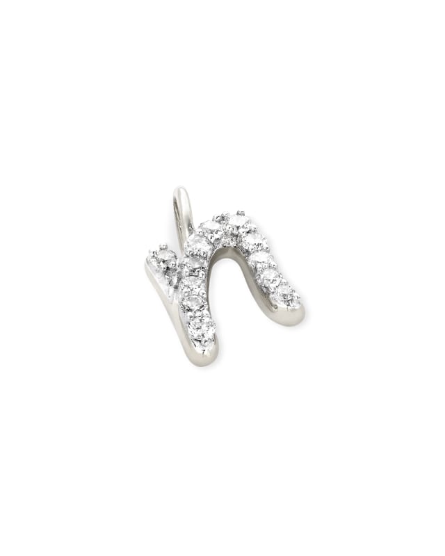 14k White Gold Letter N Charm in White Diamond image number 1.0