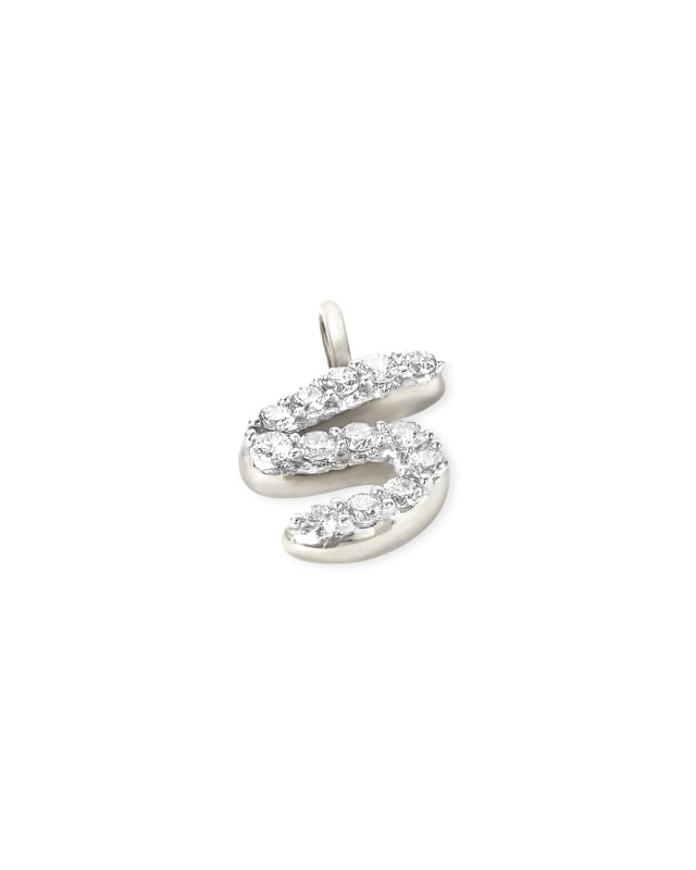 14k White Gold Letter S Charm in White Diamond image number 1.0