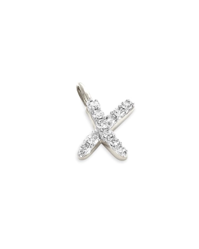 14k White Gold Letter X Charm in White Diamond image number 1.0