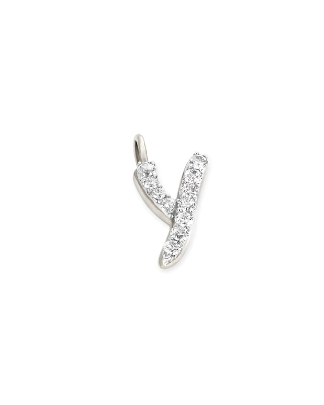 14k White Gold Letter Y Charm in White Diamond image number 1.0