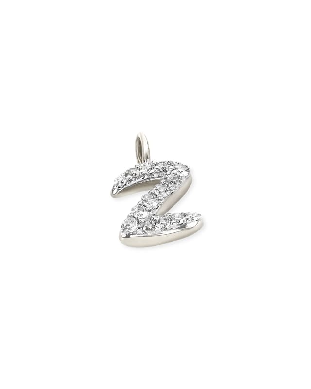 14k White Gold Letter Z Charm in White Diamond image number 1.0