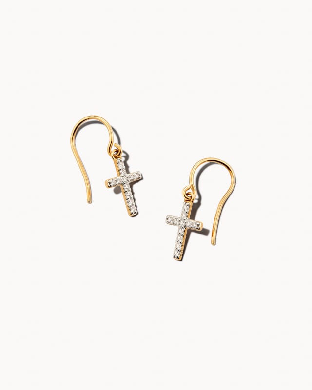 Cross Drop Earrings in 14k Yellow Gold image number 0.0