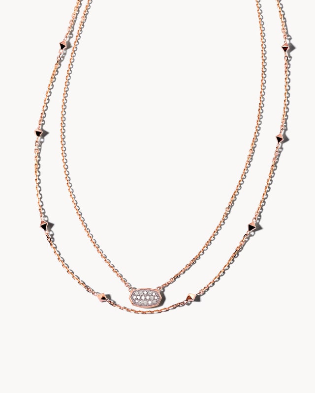 Marisa 14k Rose Gold Multi Strand Necklace in White Diamond image number 0.0