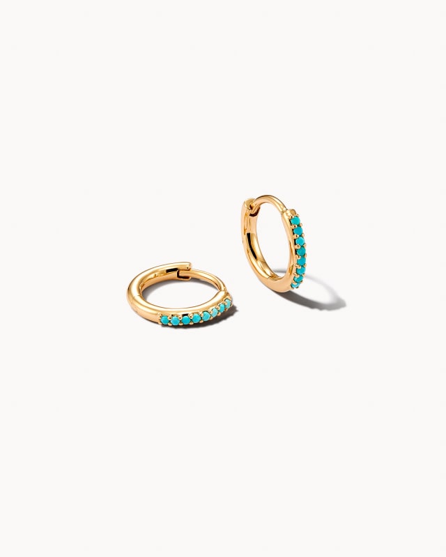 Mila 14k Yellow Gold Huggie Earrings in Turquoise image number 0.0