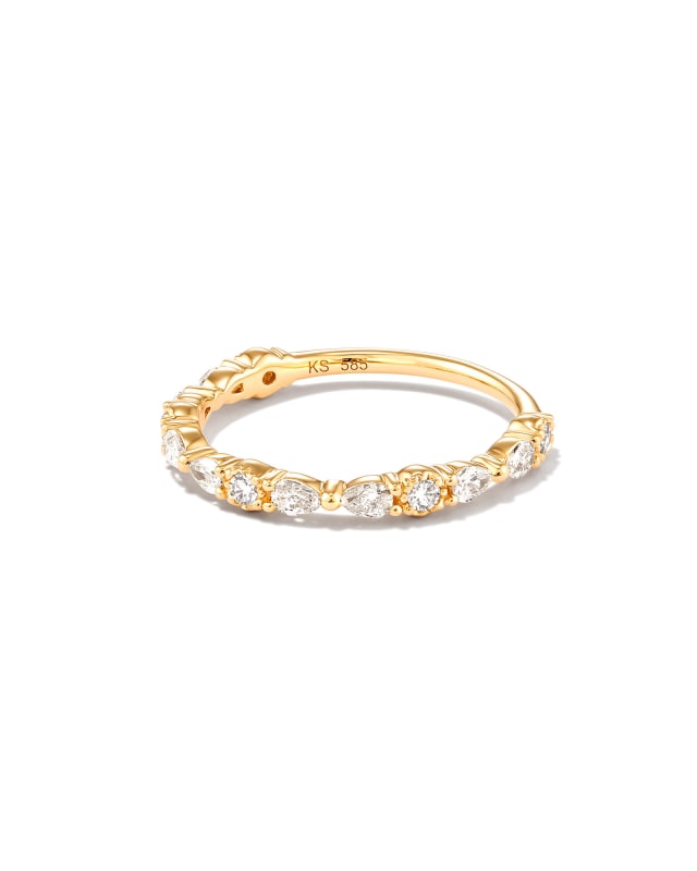 Melanie 14k Yellow Gold Band Ring in White Diamond image number 1.0