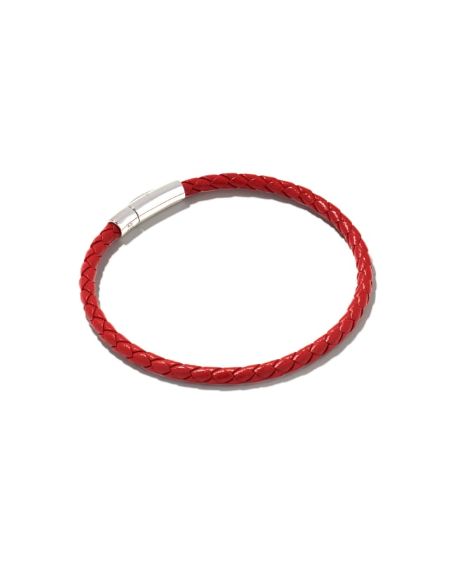 Evans Sterling Silver Corded Bracelet in Red Leather image number 0.0