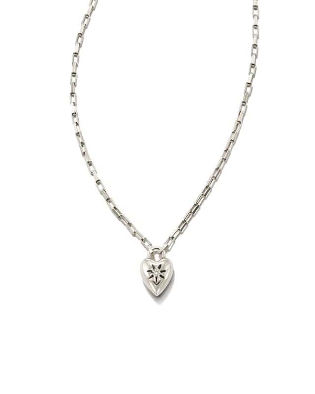 Angie Heart Bright Cut Pendant Necklace in Sterling Silver image number 0.0