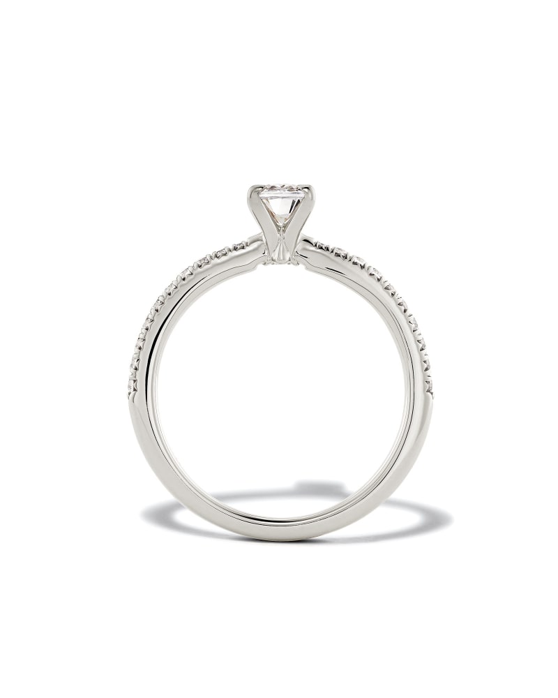 Oval Solitaire Engagement Ring with Pave Diamonds in 14k White Gold image number 1.0