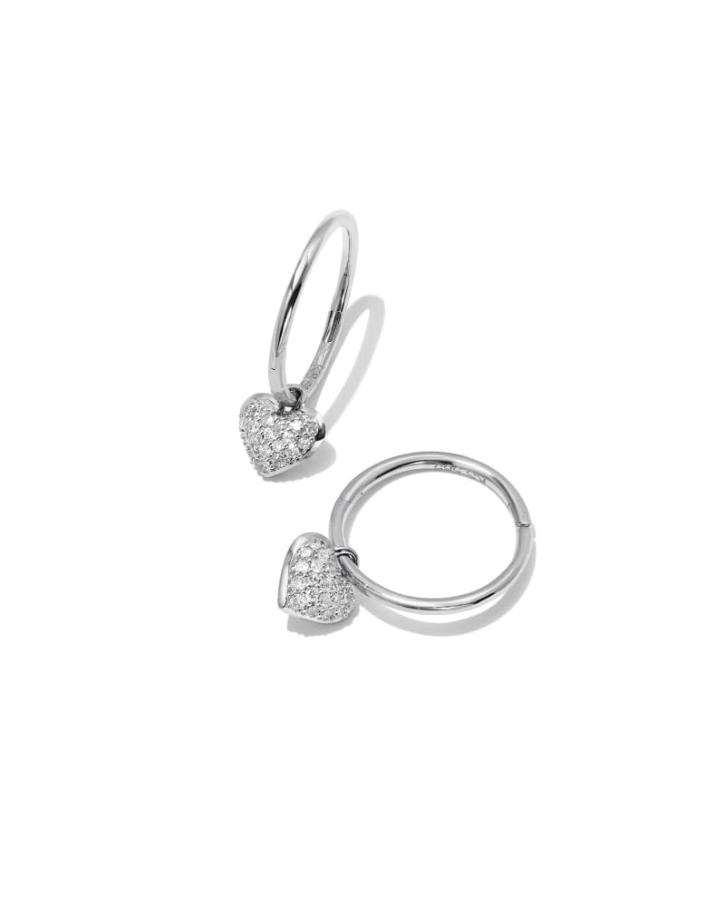 Madeline 14k White Gold Huggie Earrings in White Diamond