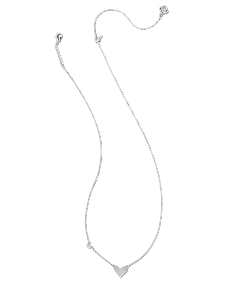 Double Heart Pendant Necklace in Silver image number 1