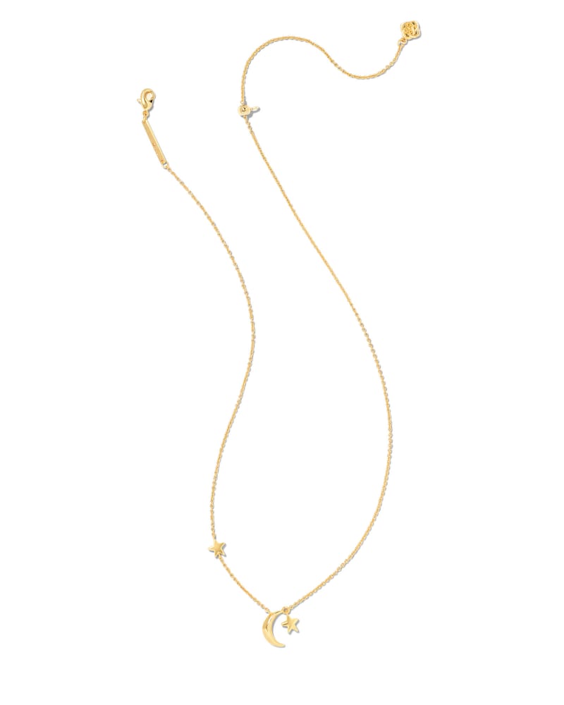 Moon & Star Pendant Necklace in Gold image number 1