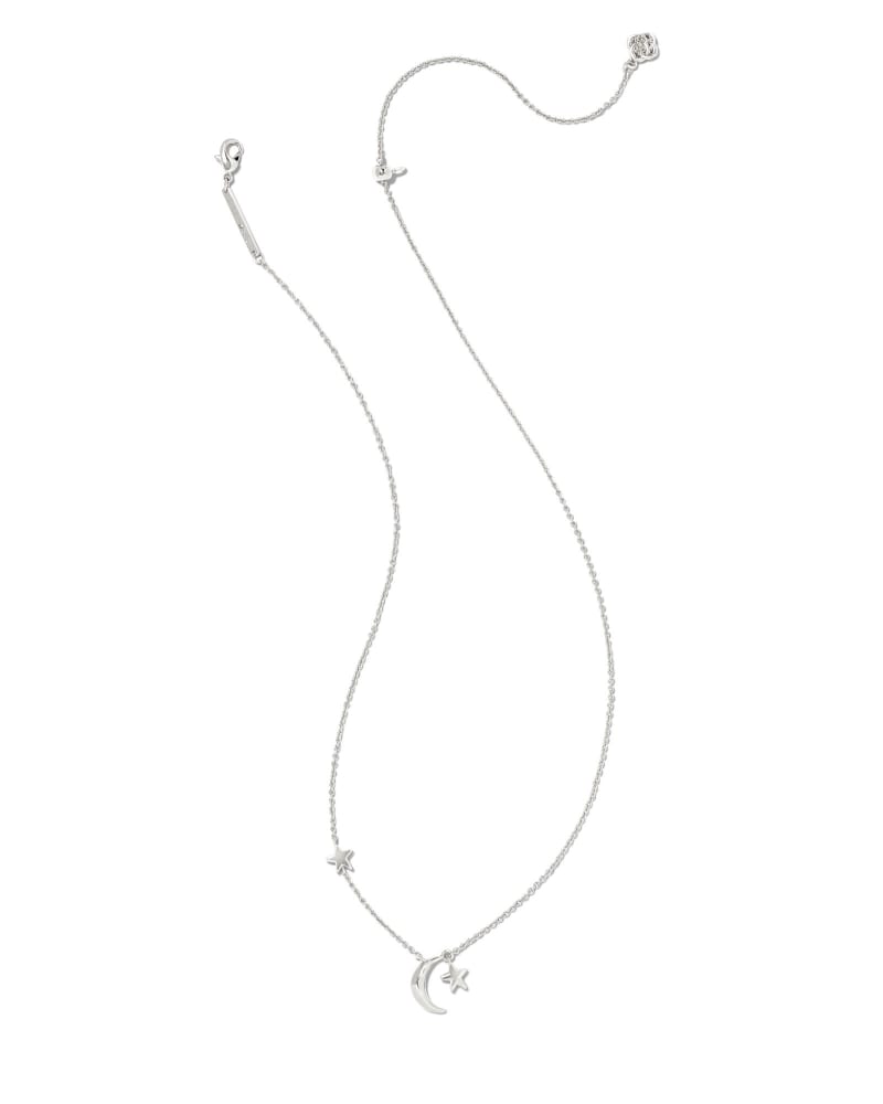 Moon & Star Pendant Necklace in Silver image number 1