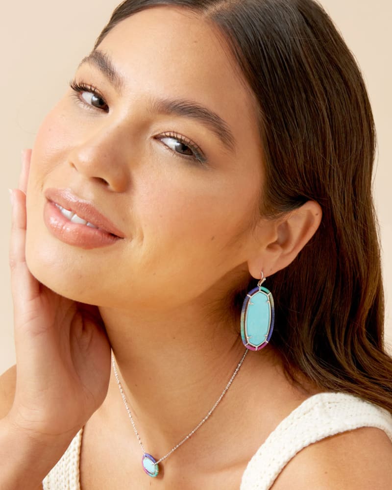 Threaded Elle Silver Drop Earrings in Blue Mix image number 1
