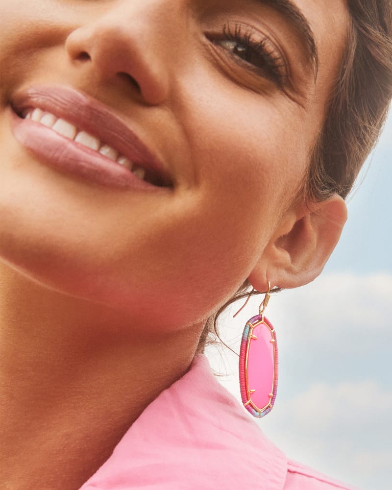 Threaded Elle Gold Drop Earrings in Pink Mix image number 1