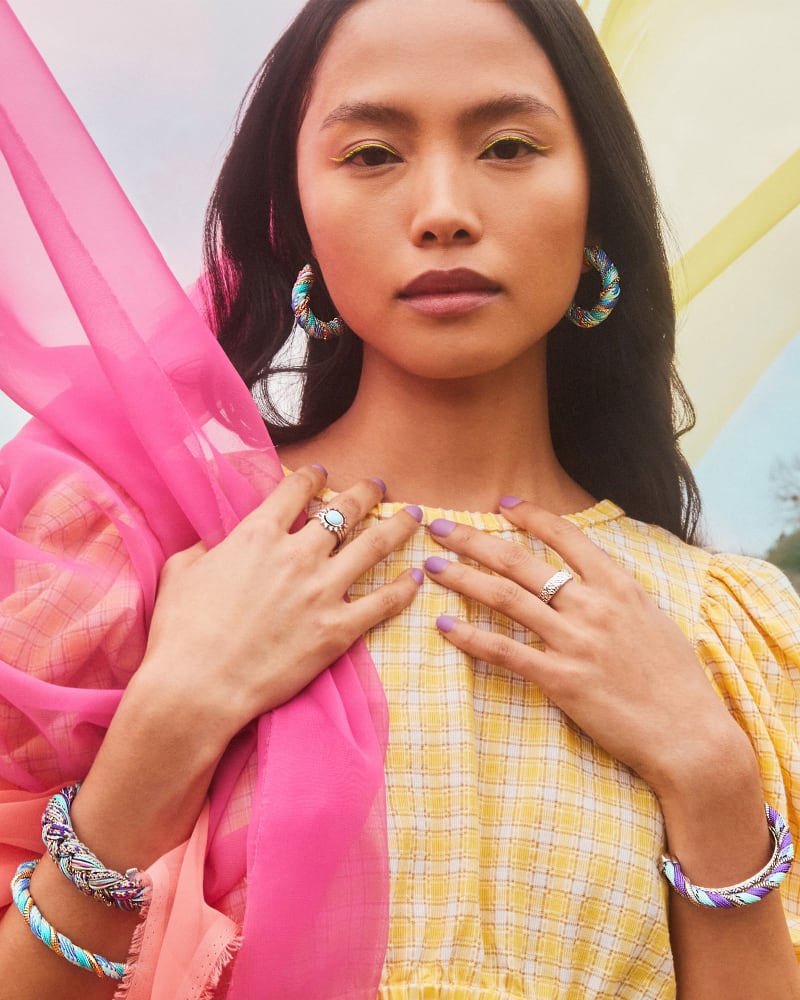 Masie Gold Full Cuff Bracelet in Turquoise Mix image number 1