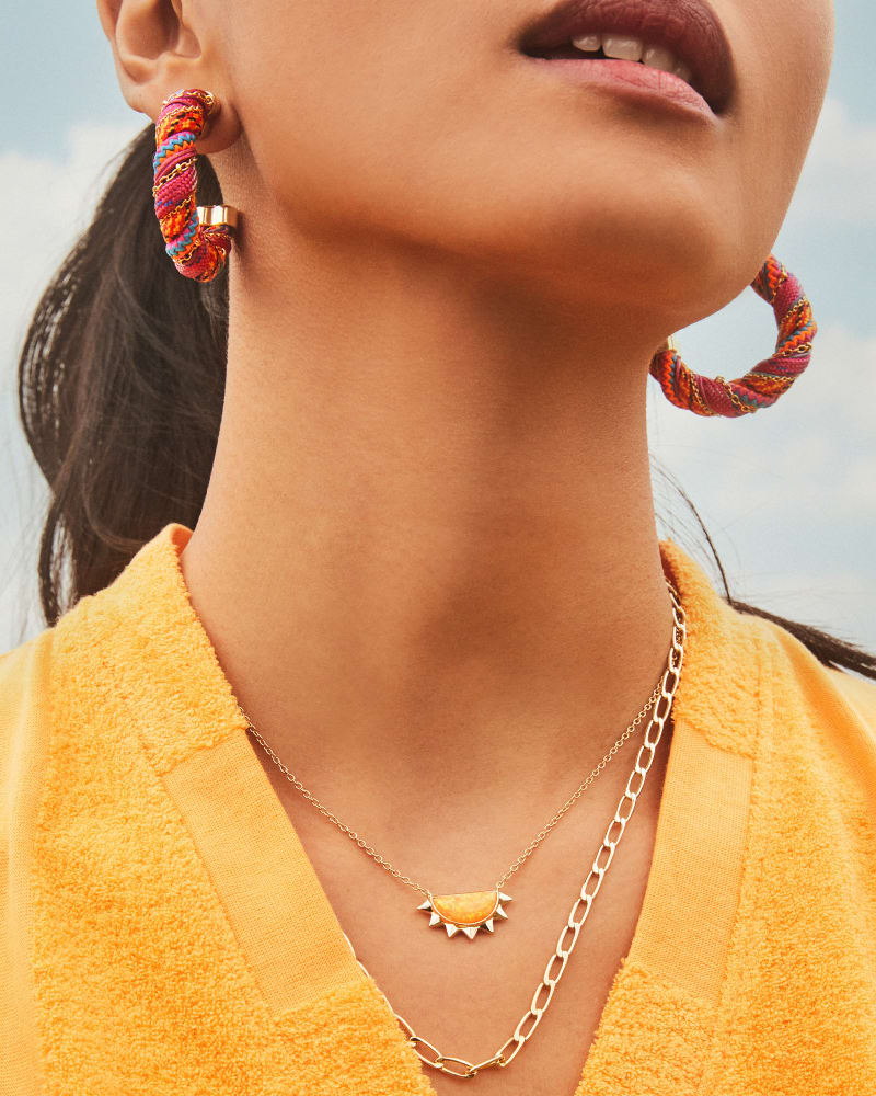 Sienna Gold Half Sun Pendant Necklace in Citrus Kyocera Opal image number 2