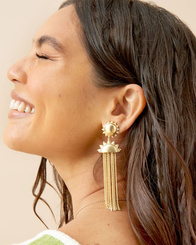 Sienna Sun Statement Earrings in Gold image number 1