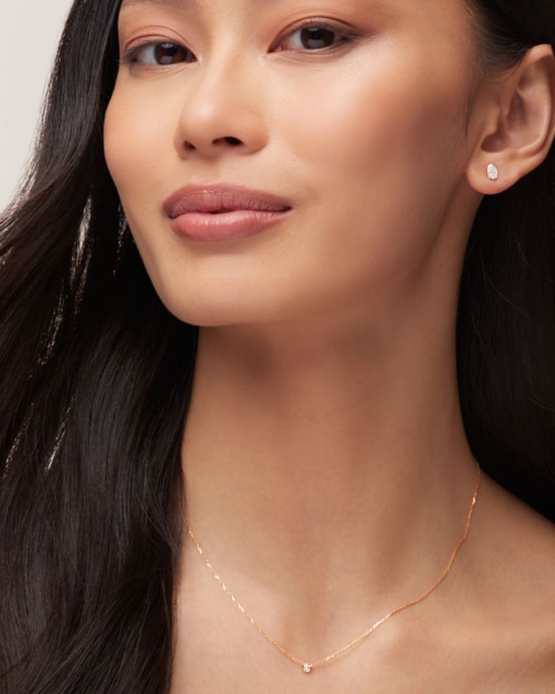 Audrey 14k Rose Gold Pendant Necklace in White Diamond image number 1