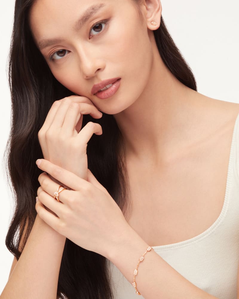 Emilie Rose Gold Double Band Ring in Sand Drusy image number 1