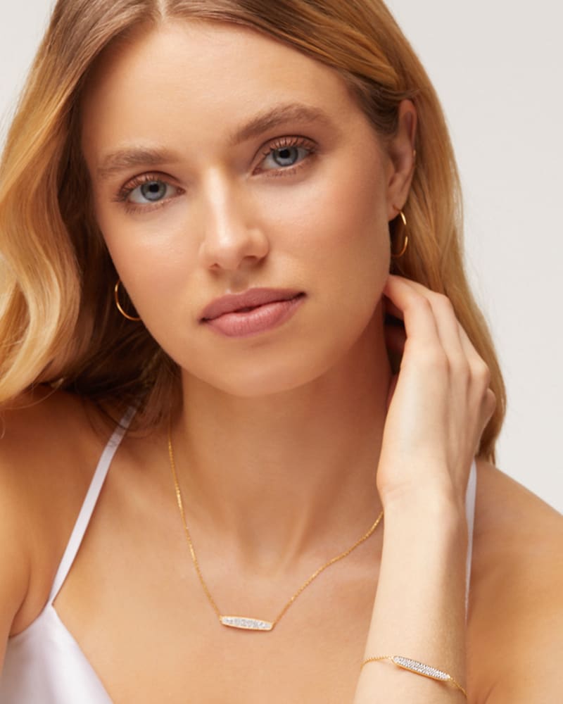 Mattie 18k Yellow Gold Vermeil Pave Pendant Necklace in White Diamond image number 1