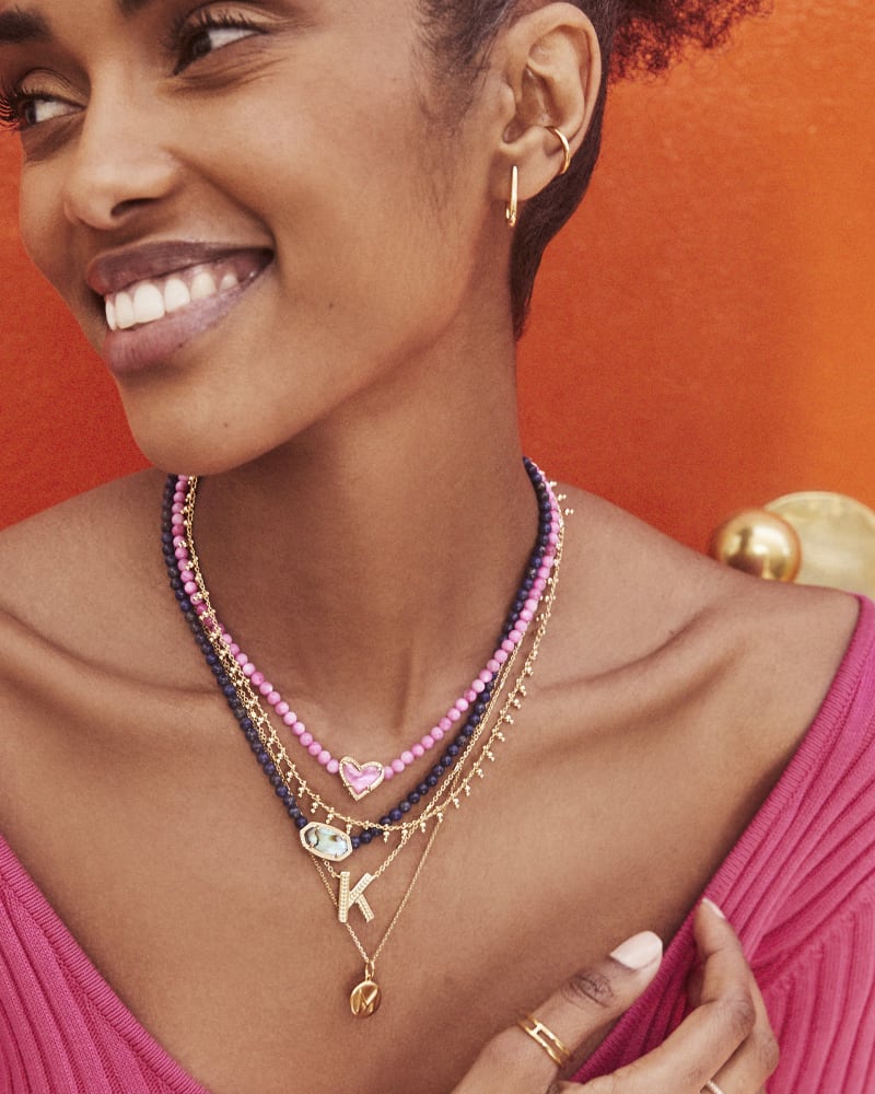 Beaded Ari Gold Necklace in Pink Mix image number 1