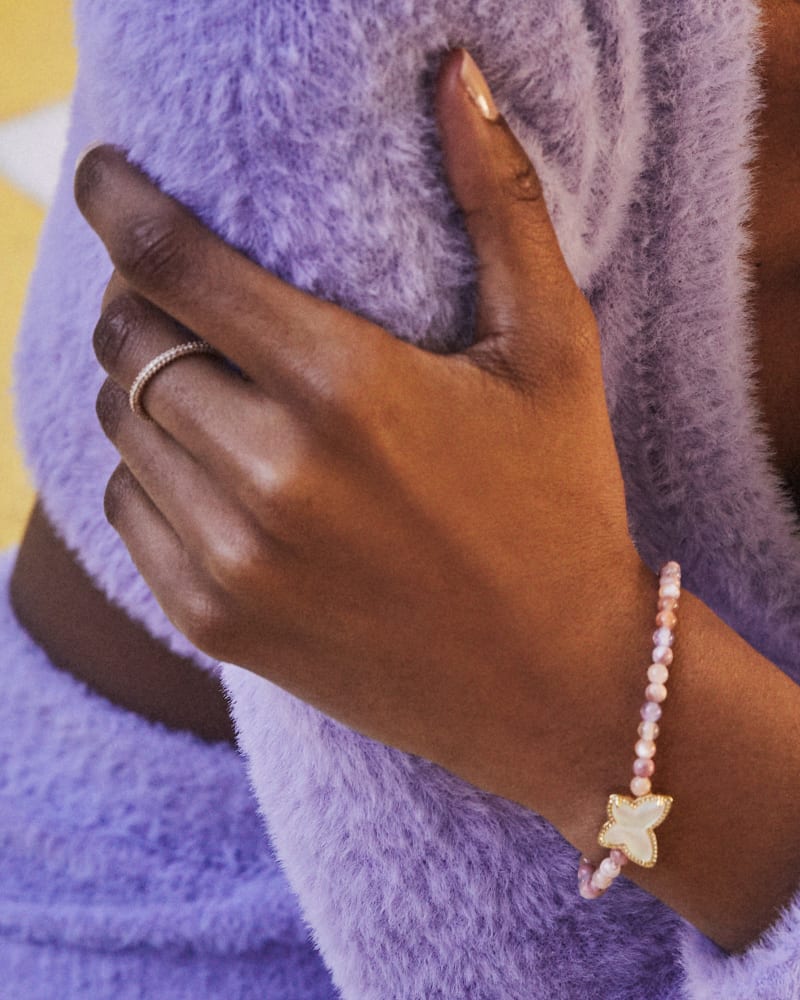 Beaded Lillia Gold Stretch Bracelet in Pastel Mix image number 1