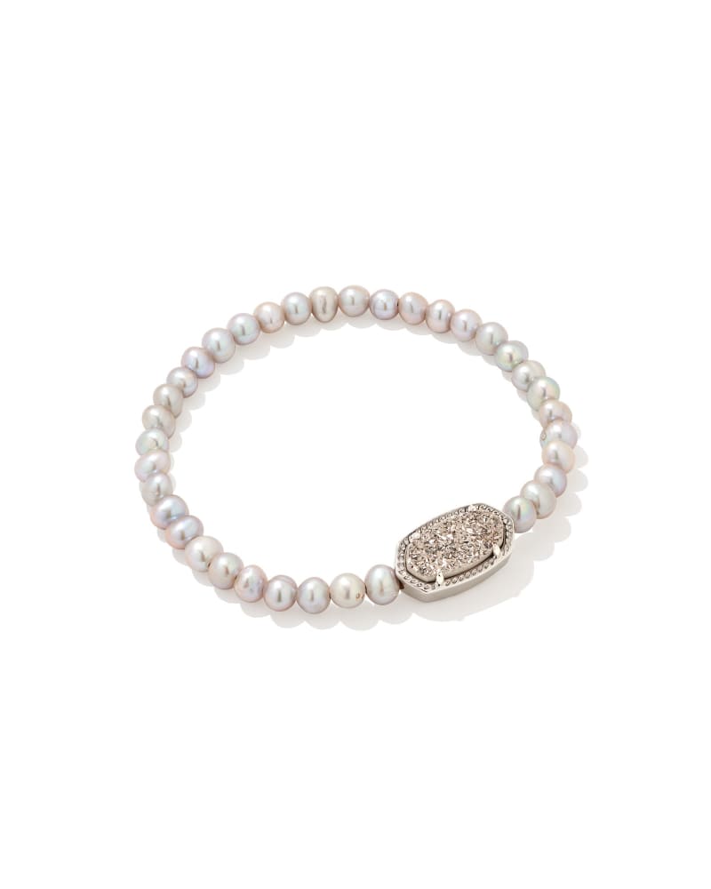Beaded Elaina Silver Stretch Bracelet in Gray Mix image number 0