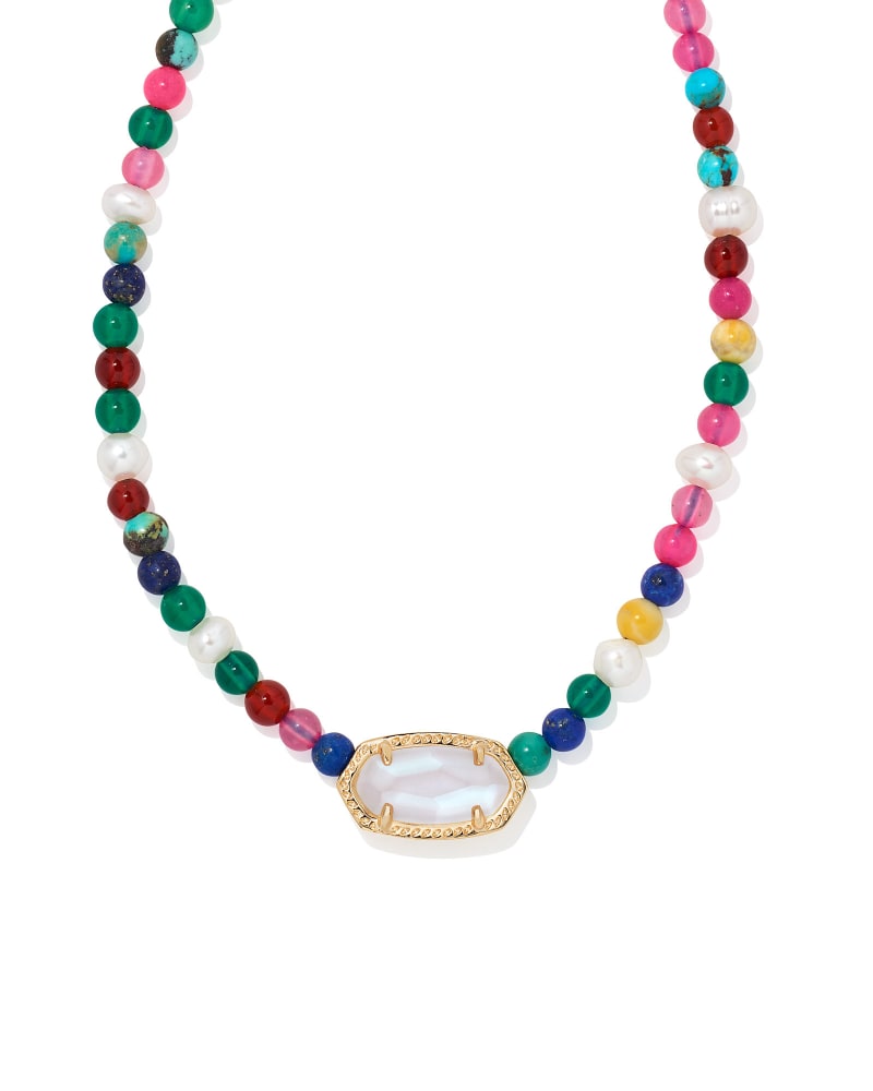 Beaded Elisa Gold Necklace in Multi Mix image number 0