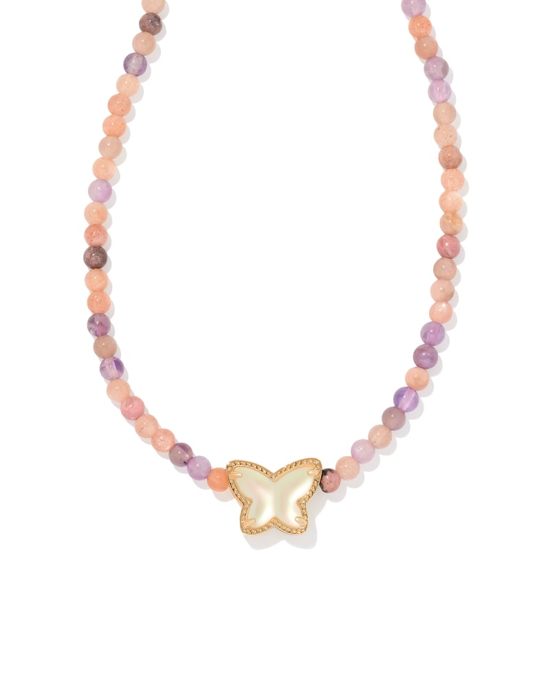 Beaded Lillia Gold Necklace in Pastel Mix image number 0