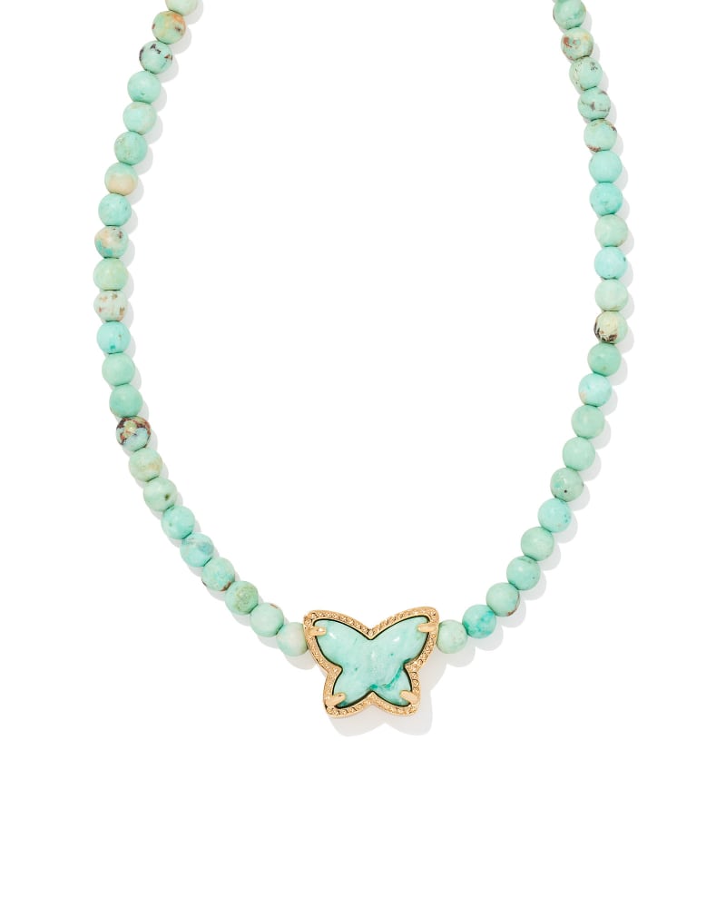 Beaded Lillia Gold Necklace in Sea Green Chrysocolla image number 0