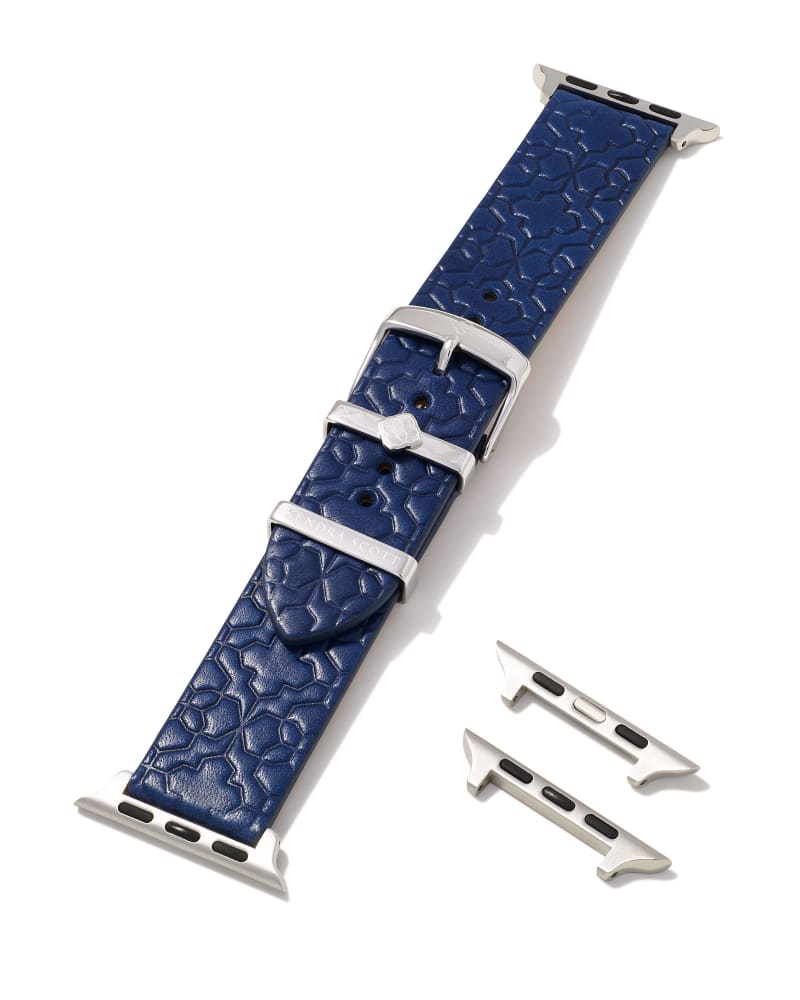 Filigree Navy Leather Watch Band with Stainless Steel Kendra Scott