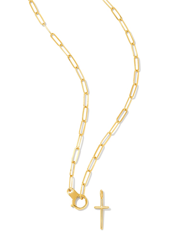 Paperclip Cross Charm Necklace in 18k Gold Vermeil Kendra Scott