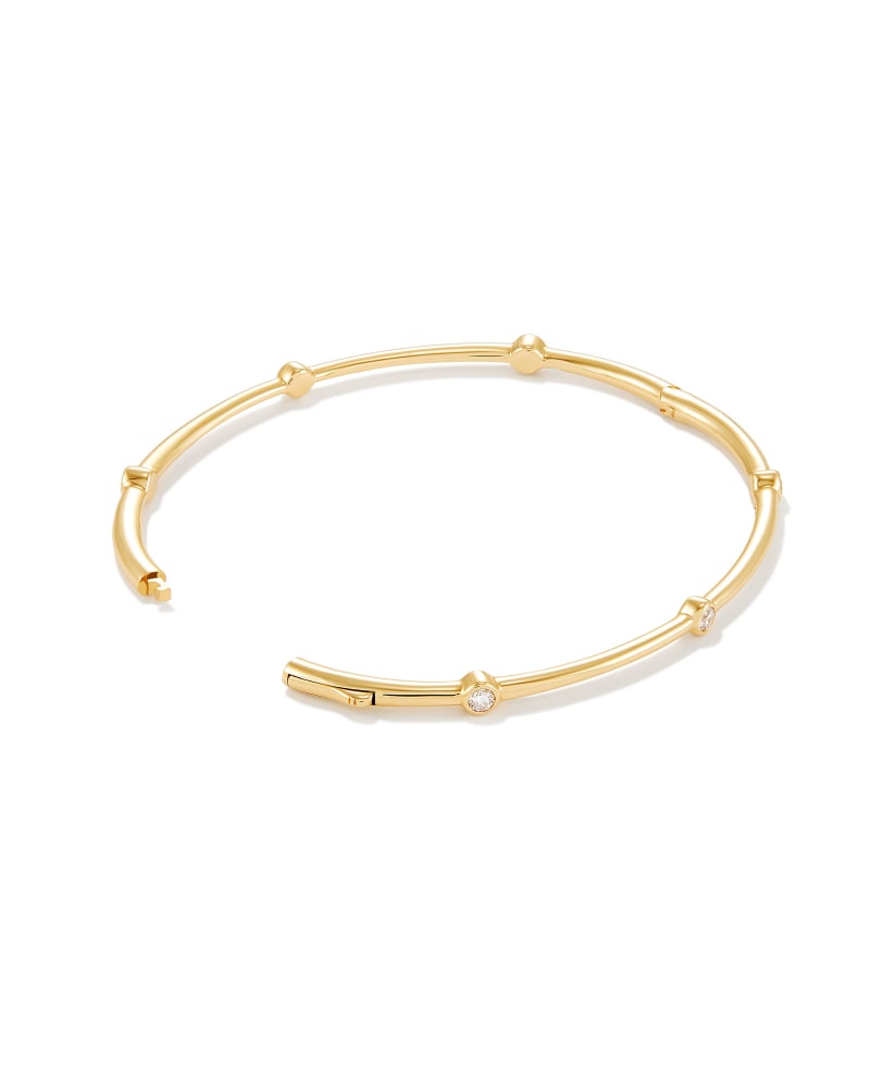 Audrey 14k Yellow Gold Bangle Bracelet in White Diamonds image number 2