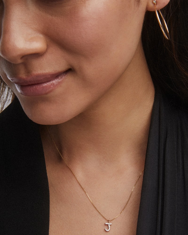 Diamond Letter J Pendant Necklace in 14k Yellow Gold image number 1