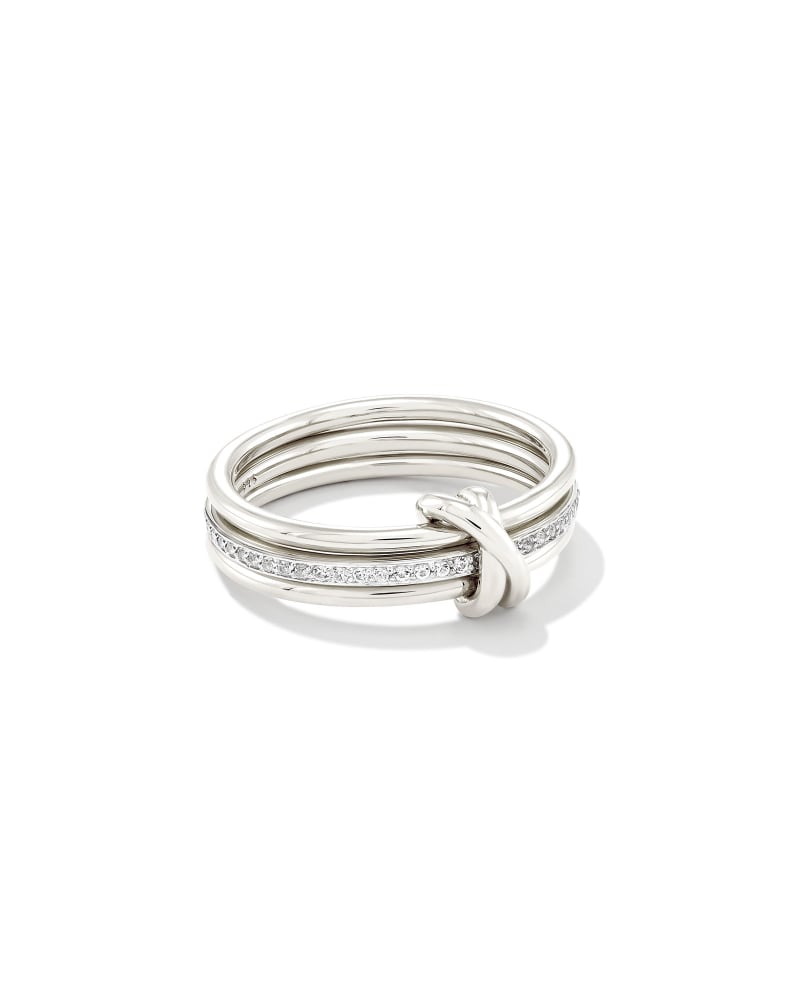 Tia Sterling Silver Band Ring in White Sapphire image number 0
