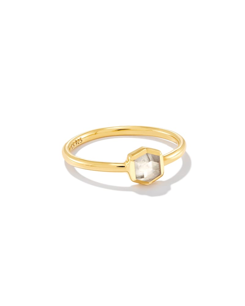 Davie 18k Gold Vermeil Band Ring in Clear Rock Crystal image number 0