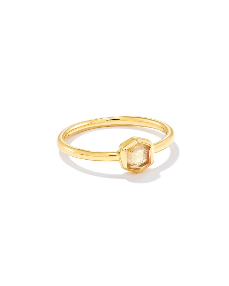 Davie 18k Gold Vermeil Band Ring in Light Citrine image number 0