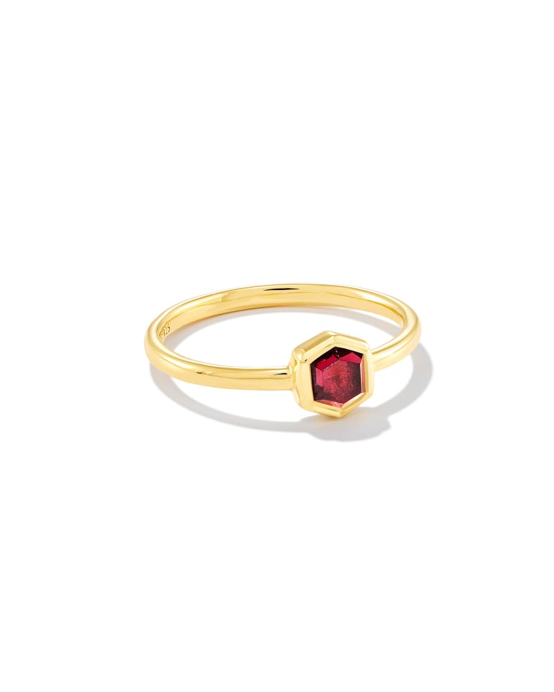 Davie 18k Gold Vermeil Band Ring in Red Garnet image number 0