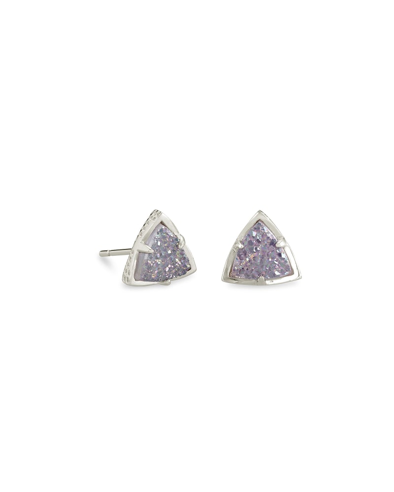 Perry Silver Stud Earrings in Steel Gray Drusy image number 0