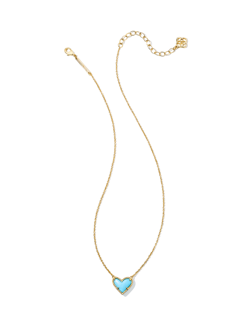 Ari Heart Gold Pendant Necklace in Light Blue Magnesite image number 1