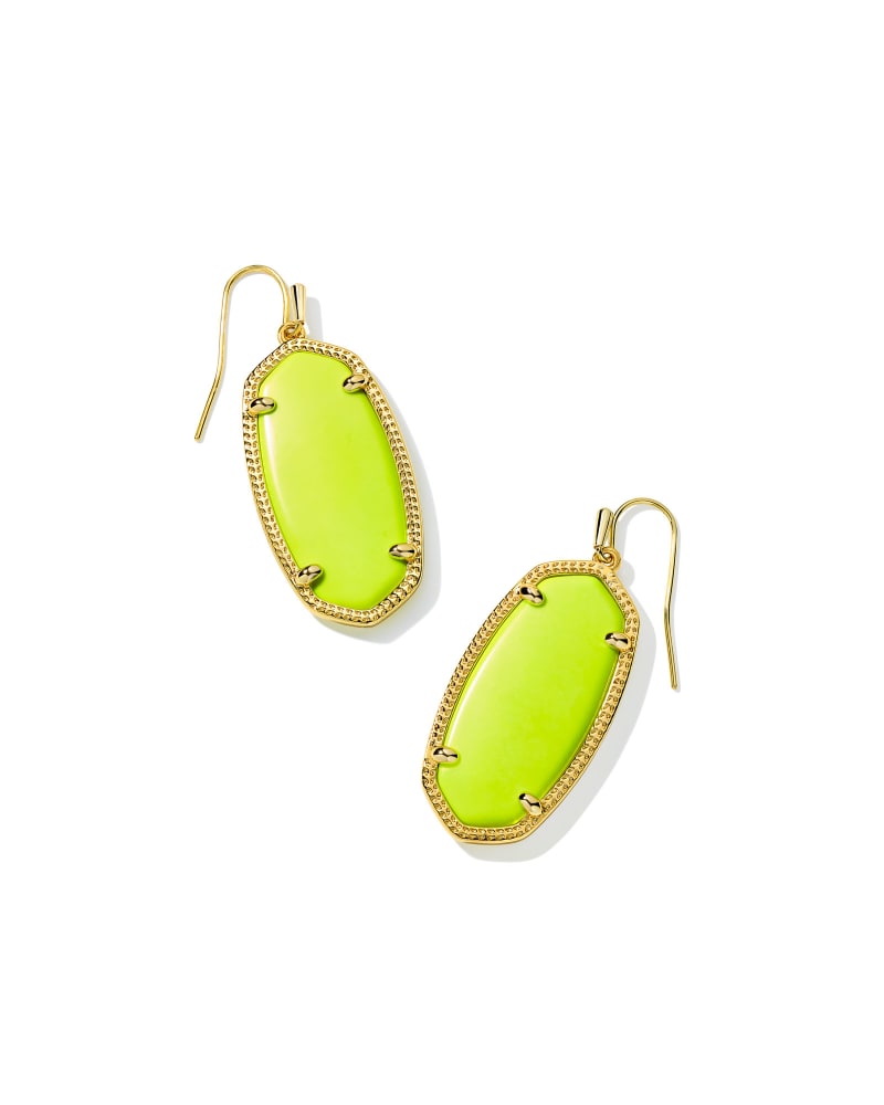 Elle Gold Drop Earrings in Neon Yellow Magnesite image number 0