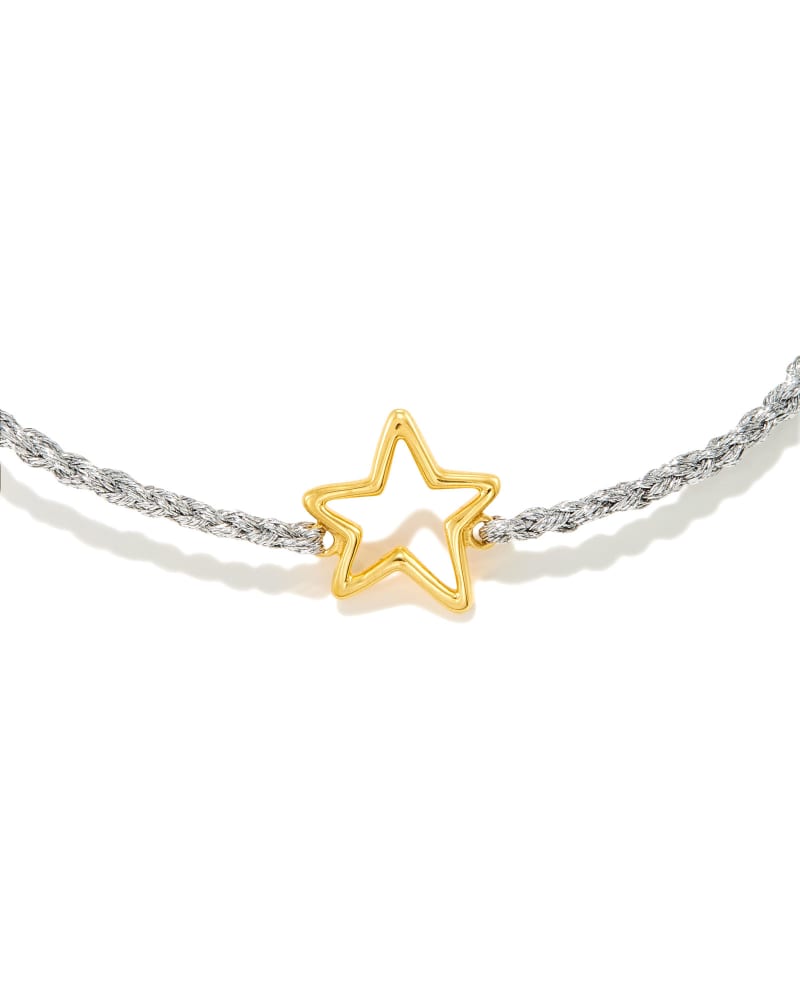 Open Star 18k Gold Vermeil Corded Bracelet in Metallic Silver image number 2