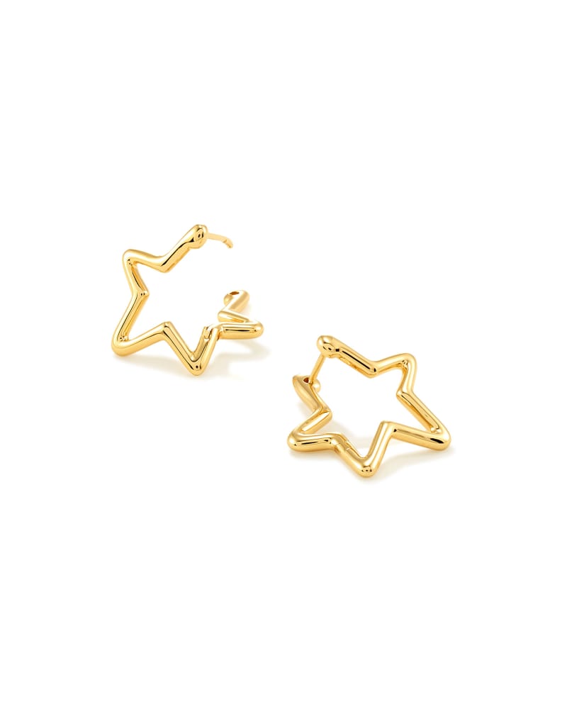 Open Star Hoop Earrings in 18k Gold Vermeil image number 3