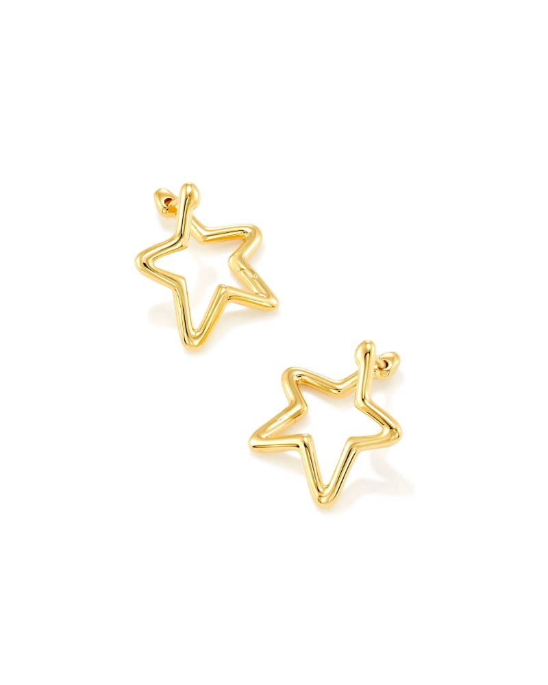 Open Star Hoop Earrings in 18k Gold Vermeil image number 1
