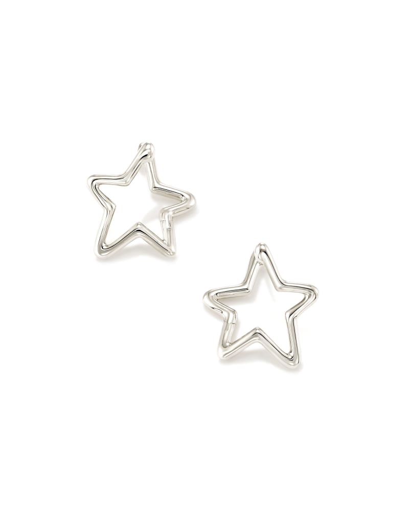 Open Star Hoop Earrings in Sterling Silver image number 0