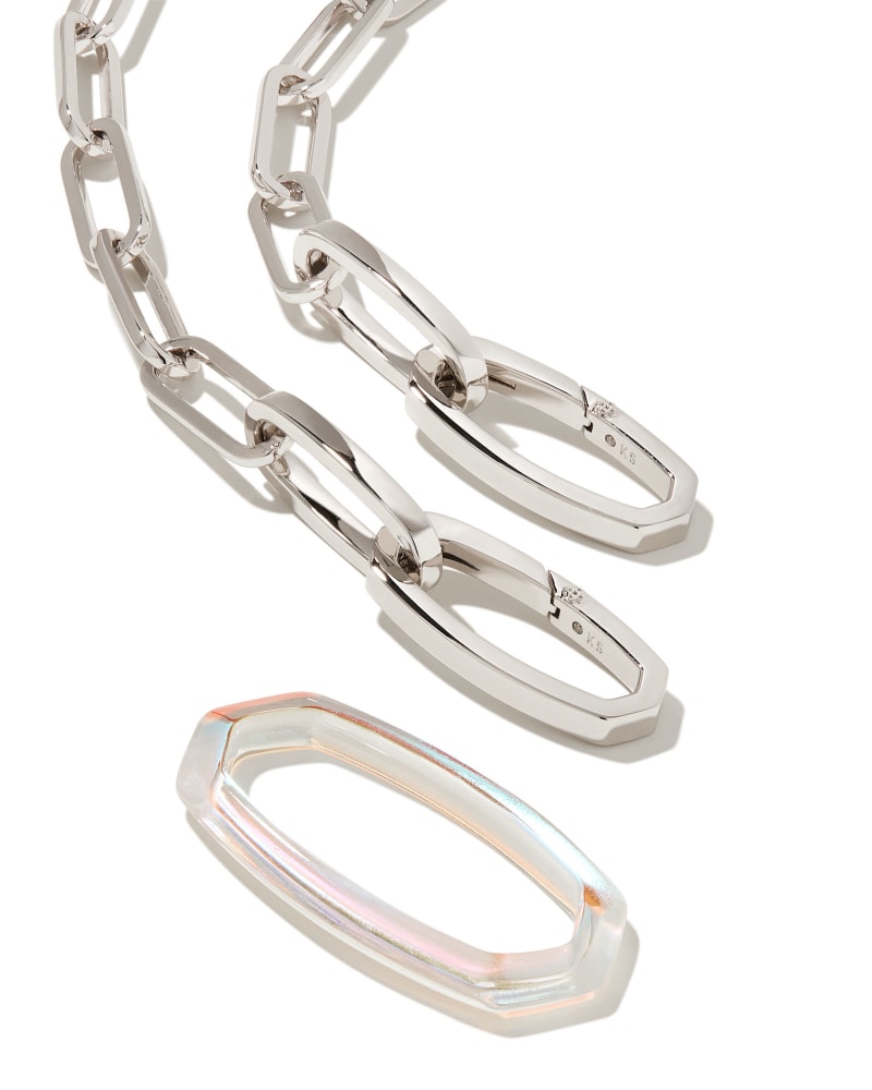 Danielle Silver Link Paperclip Necklace in Dichroic Glass Kendra Scott